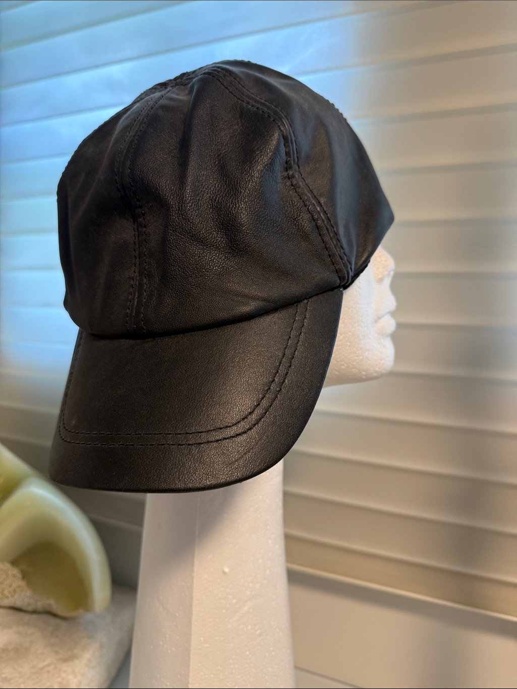 Genuine Leather Baseball Cap Black Adjustable Back Strap Nwot